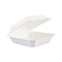 Bagasse Food Containers, Hinged-Lid, 1-Compartment 9 x 9 x 3.19, White, Sugarcane - 200/Case