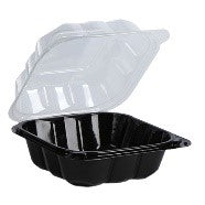 Black Base Container with Clear Hinged Lid, 6 x 6 - 250/Case